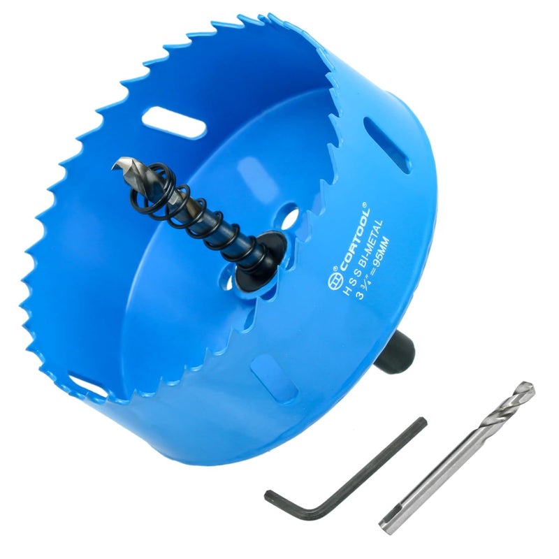 Cortool 3-3/4 Inch Hole Saw with Arbor for Metal and Wood Cutting, Bi-Metal Hole Cutter, 3-3/4" Hole Saw Kit for Drywall, Wood, PVC Boards, Fiberglass and Vent Pipes - Image 1